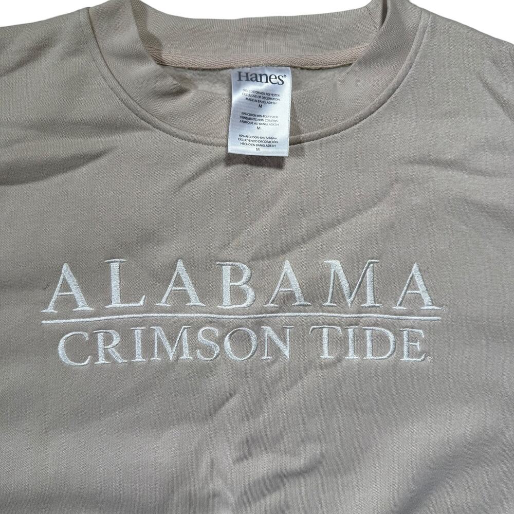 ALABAMA Crimson Tide Embroidered Sweatshirt Size Medium Sand Hanes